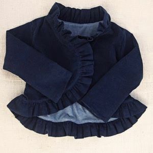 Joyfolie Navy Corduroy Ruffle Jacket 6